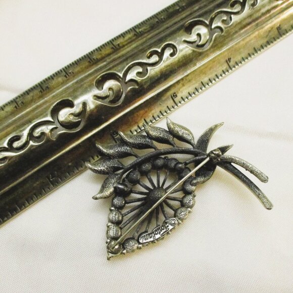 Vintage TORTOLANI Floral Brooch ~ DESIGNER Sterling Silver, Pearl, Rhinestone - Picture 13 of 14